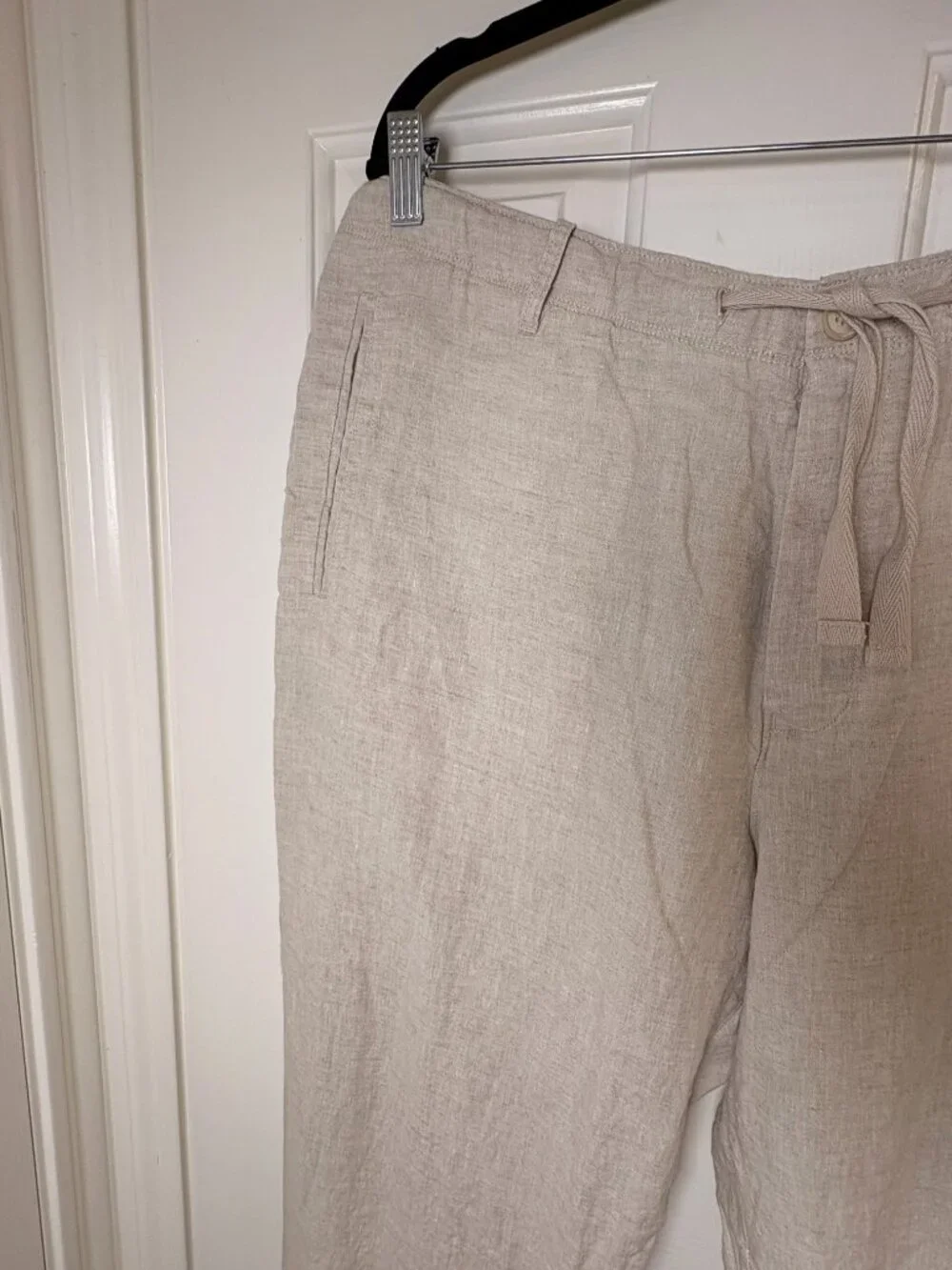 Perry Ellis Natural Beige 100% Linen Pants 32